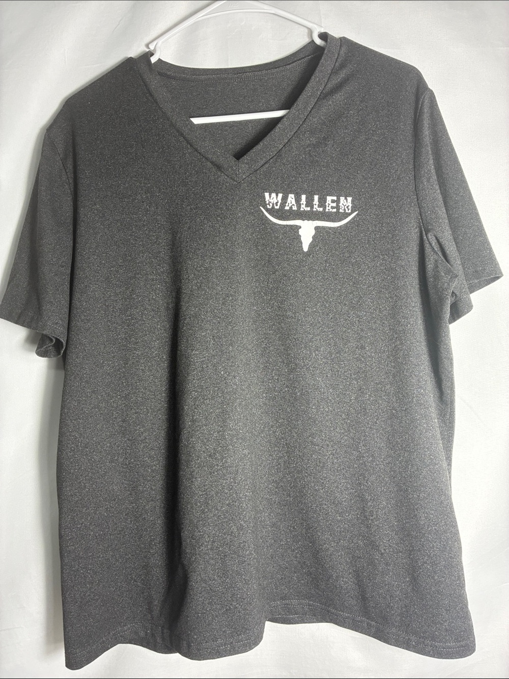 Morgan Wallen Last Night Women’s V-Neck Tee in Charcoal Gray